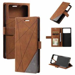 For Xiaomi Poco M4 Pro 4G Skin Feel Splicing Leather Phone Case(Brown)