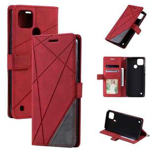 For Realme C21Y Skin Feel Splicing Leather Phone Case(Red)