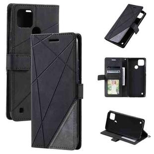 For Realme C21Y Skin Feel Splicing Leather Phone Case(Black)