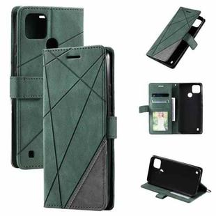 For Realme C21Y Skin Feel Splicing Leather Phone Case(Green)