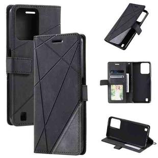 For Realme C31 Skin Feel Splicing Leather Phone Case(Black)