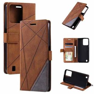 For Realme C31 Skin Feel Splicing Leather Phone Case(Brown)