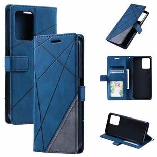 For Realme C35 Skin Feel Splicing Leather Phone Case(Blue)