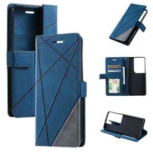 For OPPO Reno8 Skin Feel Splicing Leather Phone Case(Blue)