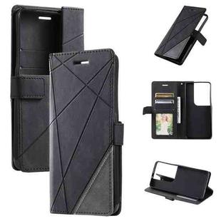 For OPPO Reno8 Skin Feel Splicing Leather Phone Case(Black)