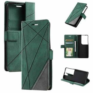 For OPPO Reno8 Skin Feel Splicing Leather Phone Case(Green)