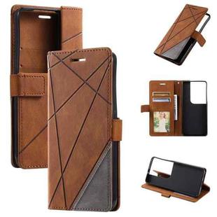 For OPPO Reno8 Skin Feel Splicing Leather Phone Case(Brown)
