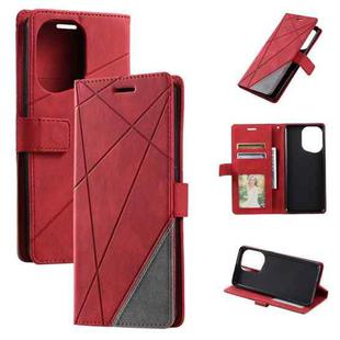 For OPPO Find X5 Skin Feel Splicing Leather Phone Case(Red)