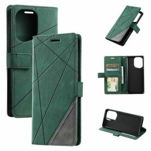 For OPPO Find X5 Skin Feel Splicing Leather Phone Case(Green)