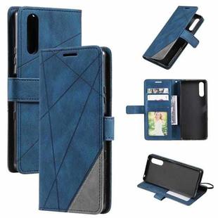 For Sony Xperia 1 IV Skin Feel Splicing Leather Phone Case(Blue)