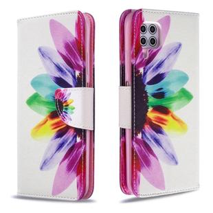 For Huawei P40 Lite Colored Drawing Pattern Horizontal Flip Leather Case with Holder & Card Slots & Wallet(Sun Flower)