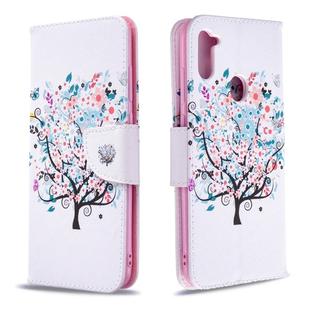 For Galaxy A11 Colored Drawing Pattern Horizontal Flip Leather Case with Holder & Card Slots & Wallet(Little Tree)