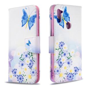 For Galaxy A11 Colored Drawing Pattern Horizontal Flip Leather Case with Holder & Card Slots & Wallet(Pansy)