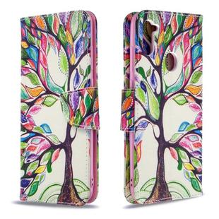 For Galaxy A11 Colored Drawing Pattern Horizontal Flip Leather Case with Holder & Card Slots & Wallet(Life Tree)