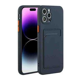 For iPhone 14 Pro Card Slot Design Shockproof TPU Phone Case(Dark Blue)