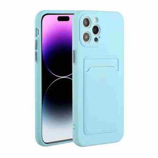 For iPhone 14 Pro Max Card Slot Design Shockproof TPU Phone Case(Sky Blue)