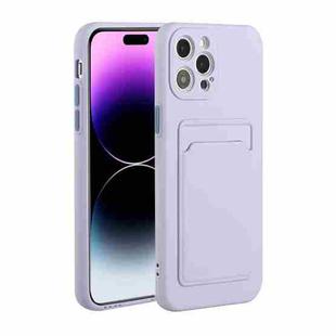 For iPhone 14 Pro Max Card Slot Design Shockproof TPU Phone Case(Purple)