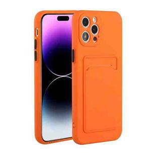 For iPhone 14 Pro Max Card Slot Design Shockproof TPU Phone Case(Orange)