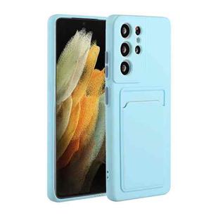 For Samsung Galaxy S22 Ultra 5G Card Slot Design Shockproof TPU Phone Case(Sky Blue)