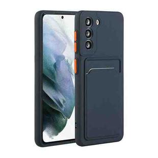 For Samsung Galaxy S21 FE 5G Card Slot Design Shockproof TPU Phone Case(Dark Blue)