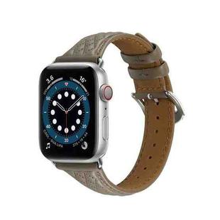 Rhombus Genuine Leather Watch Band For Apple Watch Ultra 49mm / Series 8&7 45mm / SE 2&6&SE&5&4 44mm / 3&2&1 42mm(Grey)