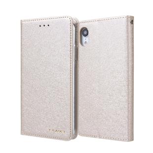 For iPhone XR CMai2 Silk Texture Horizontal Flip Leather Case with Holder & Card Slots & Photo Frame & Wallet(Light Gold)