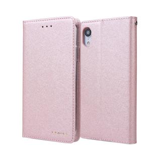 For iPhone XR CMai2 Silk Texture Horizontal Flip Leather Case with Holder & Card Slots & Photo Frame & Wallet(Rose Gold)