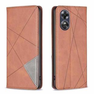 For OPPO A17 Prismatic Invisible Magnetic Leather Phone Case(Brown)