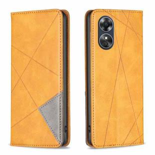 For OPPO A17 Prismatic Invisible Magnetic Leather Phone Case(Yellow)