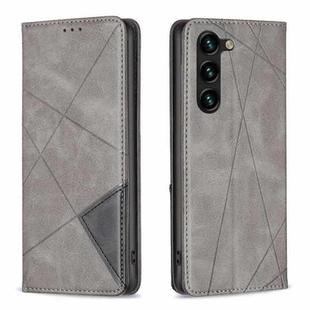 For Samsung Galaxy S23+ 5G Prismatic Invisible Magnetic Leather Phone Case(Grey)