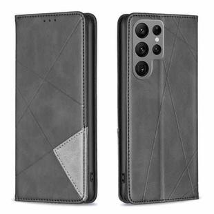 For Samsung Galaxy S23 Ultra 5G Prismatic Invisible Magnetic Leather Phone Case(Black)