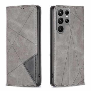 For Samsung Galaxy S23 Ultra 5G Prismatic Invisible Magnetic Leather Phone Case(Grey)