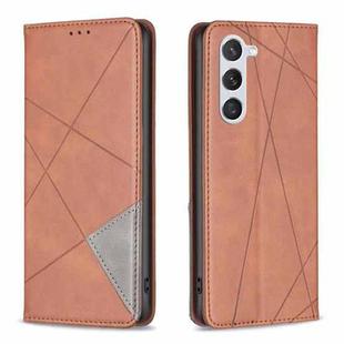 For Samsung Galaxy S23 5G Prismatic Invisible Magnetic Leather Phone Case(Brown)