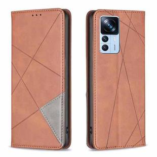 For Xiaomi 12T / 12T Pro / Redmi K50 Ultra Prismatic Invisible Magnetic Leather Phone Case(Brown)