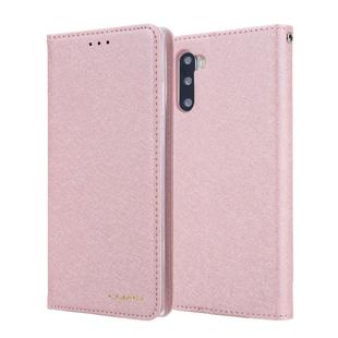 For Galaxy Note 10 CMai2 Silk Texture Horizontal Flip Leather Case with Holder & Card Slots & Photo Frame & Wallet(Rose Gold)