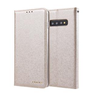 For Galaxy S10 CMai2 Silk Texture Horizontal Flip Leather Case with Holder & Card Slots & Photo Frame & Wallet(Light Gold)