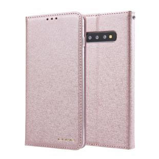 For Galaxy S10 CMai2 Silk Texture Horizontal Flip Leather Case with Holder & Card Slots & Photo Frame & Wallet(Rose Gold)