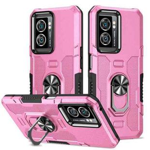 For OPPO A57 5G Ring Holder Armor Hybrid Phone Case(Pink)