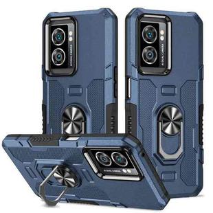 For OPPO A57 5G Ring Holder Armor Hybrid Phone Case(Blue)