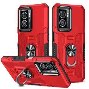 For OPPO A57 5G Ring Holder Armor Hybrid Phone Case(Red)