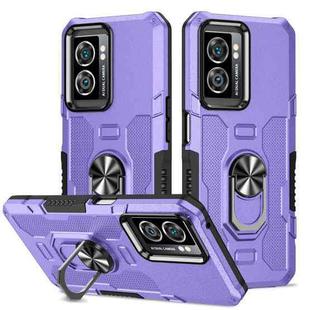 For OPPO A57 5G Ring Holder Armor Hybrid Phone Case(Purple)