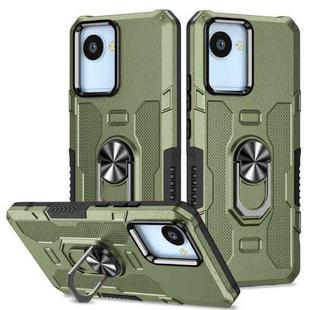 For Realme C30 4G Ring Holder Armor Hybrid Phone Case(Green)
