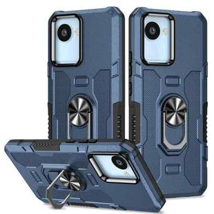 For Realme C30 4G Ring Holder Armor Hybrid Phone Case(Blue)
