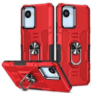 For Realme C30 4G Ring Holder Armor Hybrid Phone Case(Red)