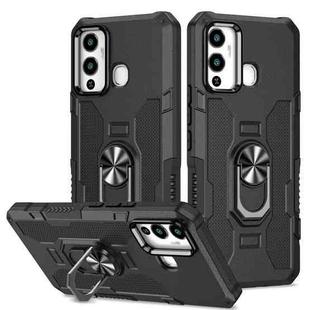 For Infinix Hot 12 Play Ring Holder Armor Hybrid Phone Case(Black)