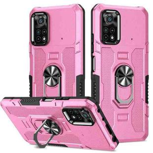 For Xiaomi Poco X4 Pro 5G Ring Holder Armor Hybrid Phone Case(Pink)