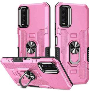 For vivo Y20 Ring Holder Armor Hybrid Phone Case(Pink)