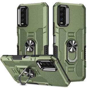 For vivo Y20 Ring Holder Armor Hybrid Phone Case(Green)