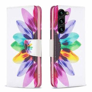 For Samsung Galaxy S23+ 5G Drawing Pattern Leather Phone Case(Sun Flower)