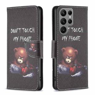 For Samsung Galaxy S23 Ultra 5G Drawing Pattern Leather Phone Case(Bear)